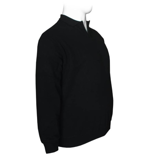 Βαμβακερή μπλούζα Polo wool feel της Leo Collection, με τσέπη στο στήθος - Black