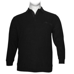 Βαμβακερό polo wool feel με τσέπη στο στήθος - Black