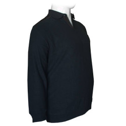 Βαμβακερό polo wool feel με τσέπη στο στήθος - Dark Blue Βαμβακερό polo wool feel με τσέπη στο στήθος - Dark Blue