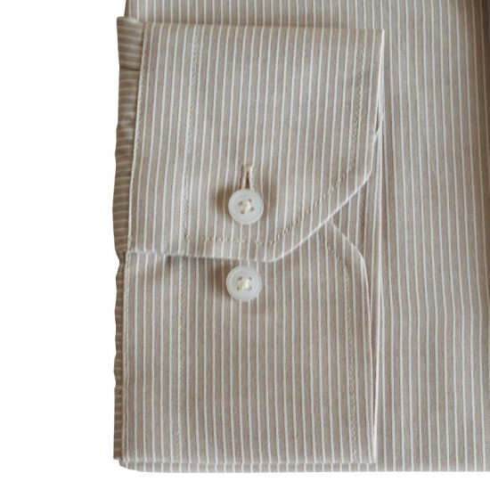 Easy iron μακρυμάνικο ριγέ πουκάμισο - Beige Easy iron μακρυμάνικο ριγέ πουκάμισο - Beige
